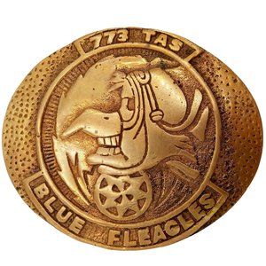 Blue Fleagles Belt Buckle 733 TAS 733rd Airlift Squadron Military USAF Air Force
